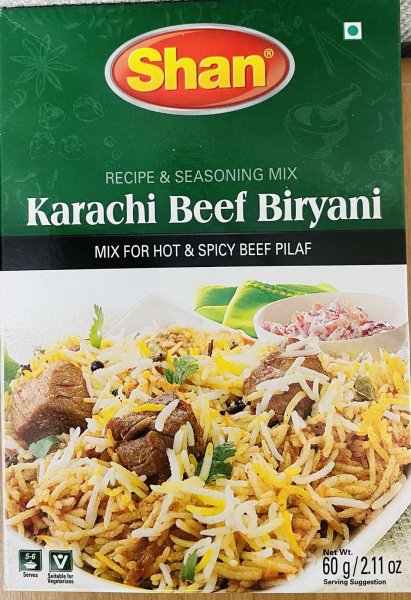 Photo1: KARACHI BEEF BIRYANI MASALA SHAN (or any available brand) 60g / カラチビーフビリヤニ SHAN 60g (1)